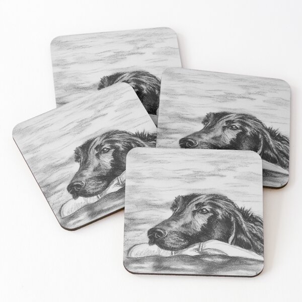 Item preview, "Flattie and the Floatie" Dog Charcoal Drawing designed and sold by Jessica Tomaino.