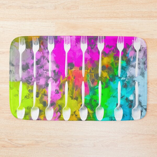 Item preview, fork and spoon pattern with colorful painting abstract background designed and sold by Mrvell.