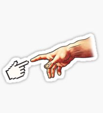 Funny 8bit Nerd & Geek Humor (Creation of Adam Parody) Sticker