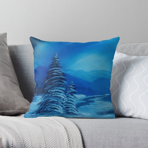 Blue Winter Throw Pillow