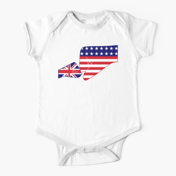 UK & USA Baby Fist Bump Patriot Flag Series Short Sleeve Baby One-Piece