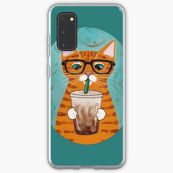 Aperçu de l'œuvre Chat au café glacé créée et vendue par KilkennyCat Art.