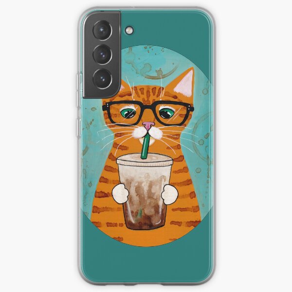 Aperçu de l'œuvre Chat au café glacé créée et vendue par KilkennyCat Art.