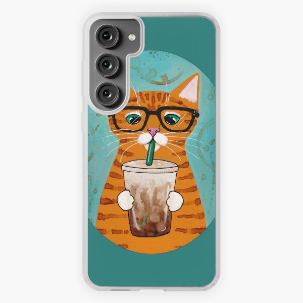 Aperçu de l'œuvre Chat au café glacé créée et vendue par KilkennyCat Art.