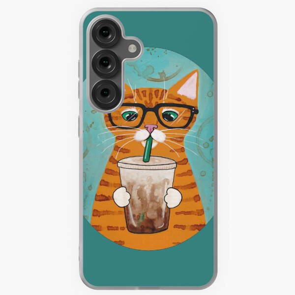 Vista previa del artículo con la obra «Gato de café helado», diseñado y vendido por KilkennyCat Art.