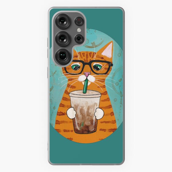 Aperçu de l'œuvre Chat au café glacé créée et vendue par KilkennyCat Art.