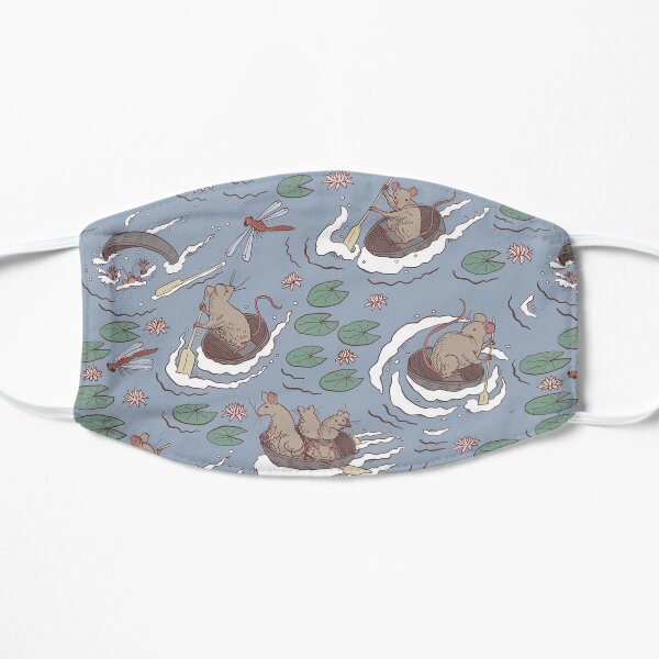 Coracle race - mice in lilies Flat Mask