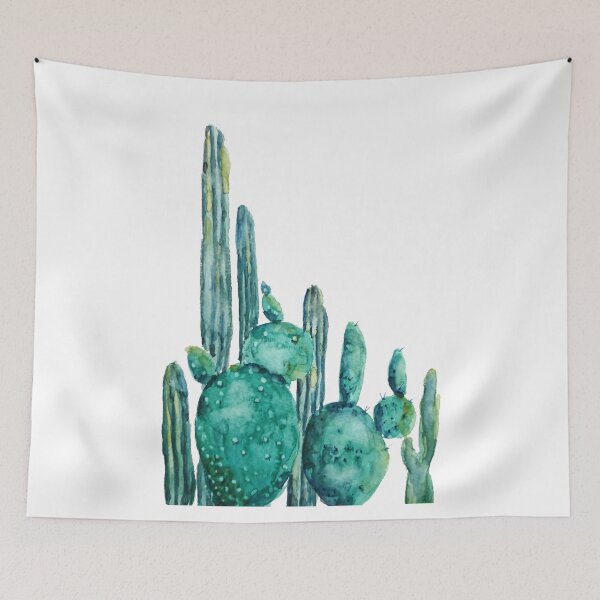 Aperçu de l'œuvre peinture aquarelle de jungle de cactus vert peinte à la main créée et vendue par SelenePaintings .