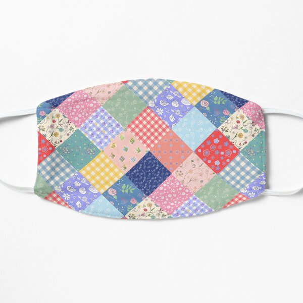 Happy farmhouse patchwork diamond quilt by Tea with Xanthe Flat Mask