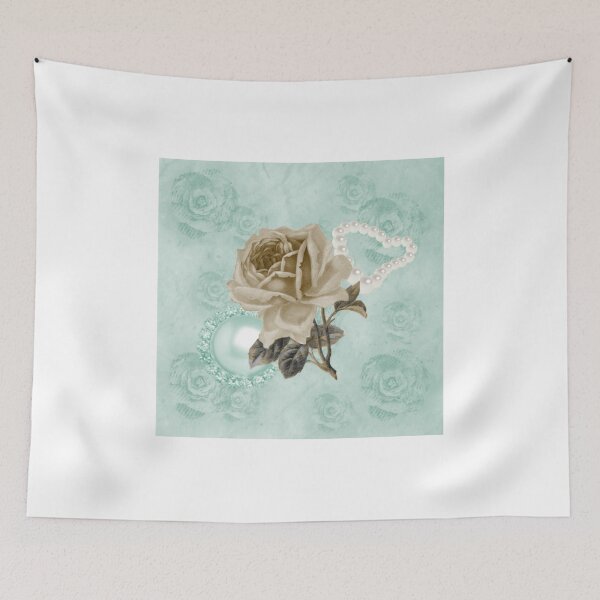 Item preview, Mint Green Ivory Roses Pearls Heart & Rhinestone designed and sold by moondreamsmusic.