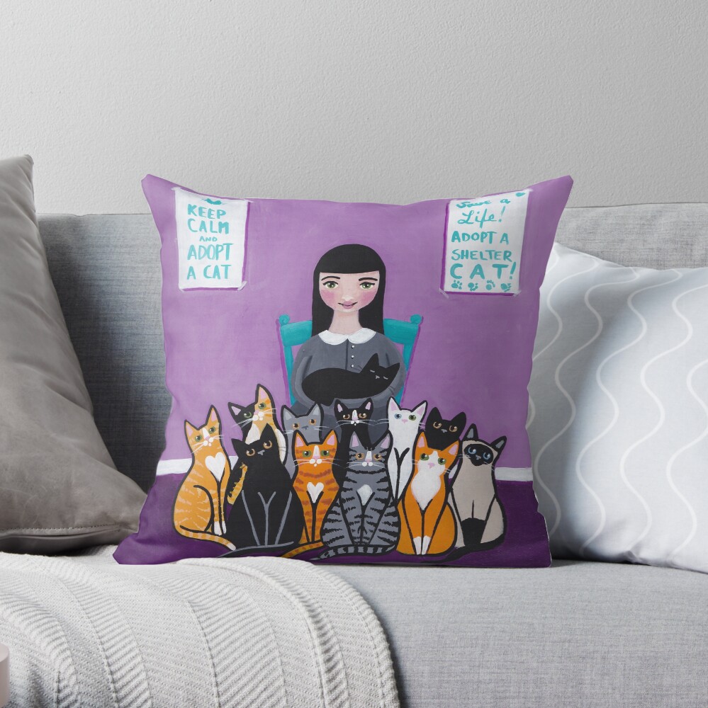 Adopt a Shelter Cat Throw Pillow