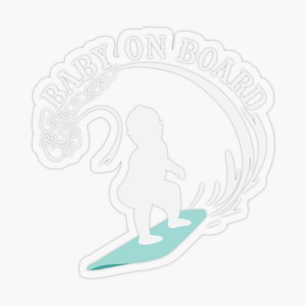 Surfing Boy Baby On Board - Light Transparent Sticker