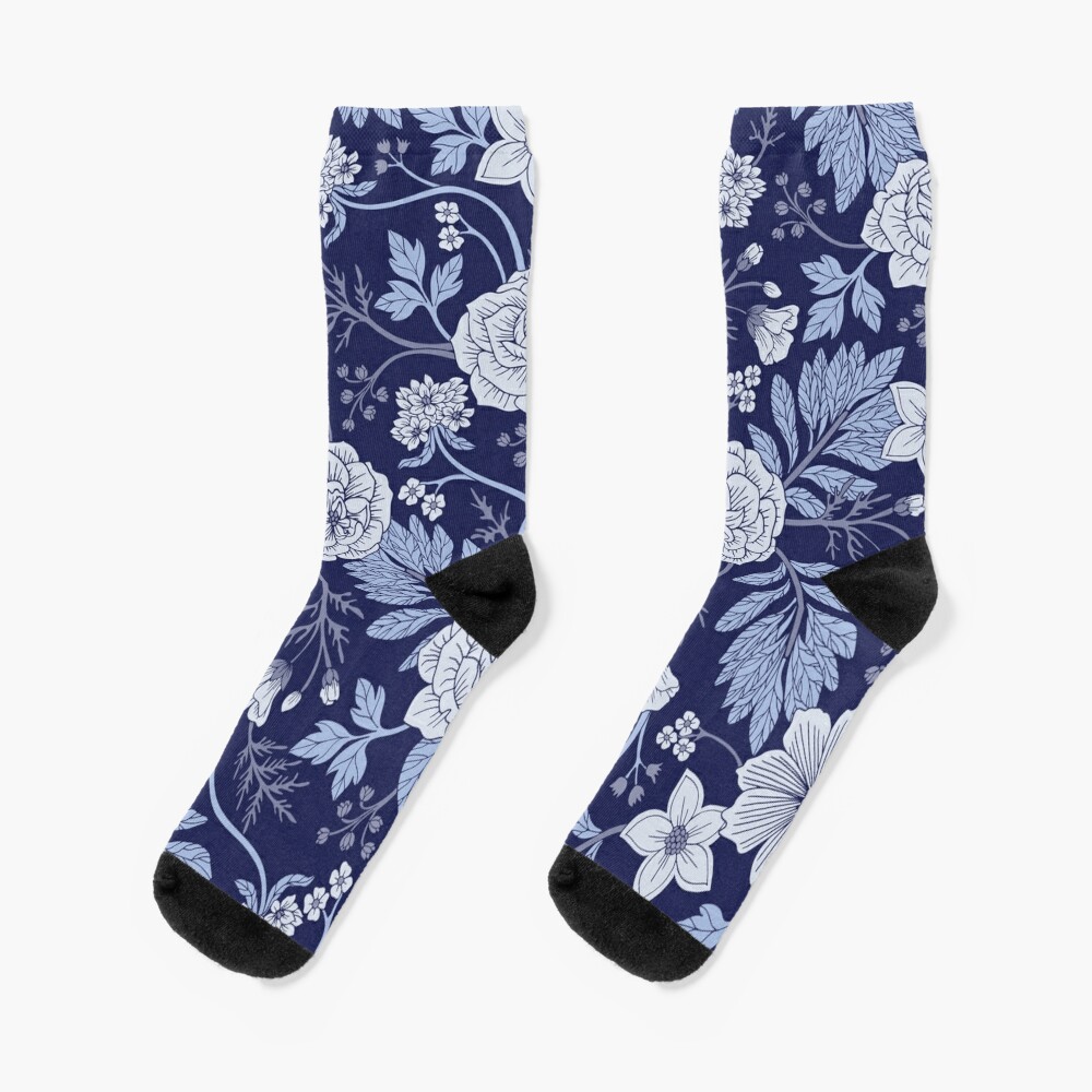 Blue Green Flowers Kaleidoscope Pattern Socks for Sale by