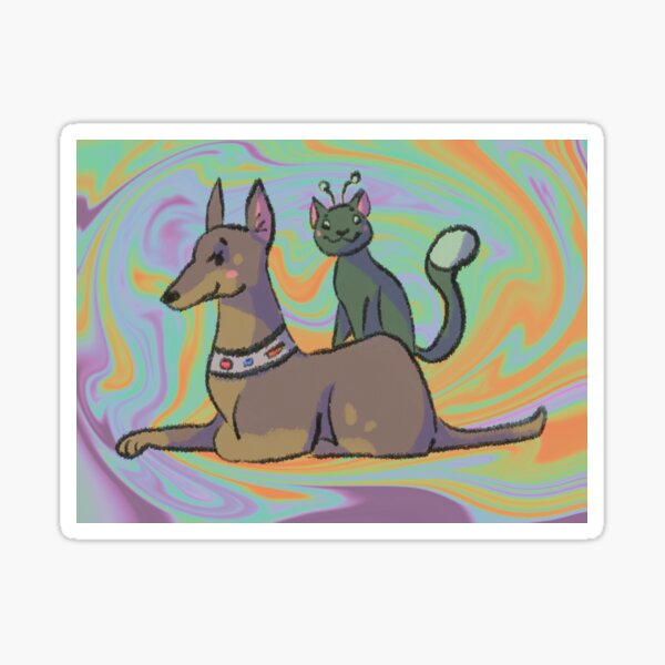 Item preview, Alien cat and space dog  designed and sold by SimplySwanOn.