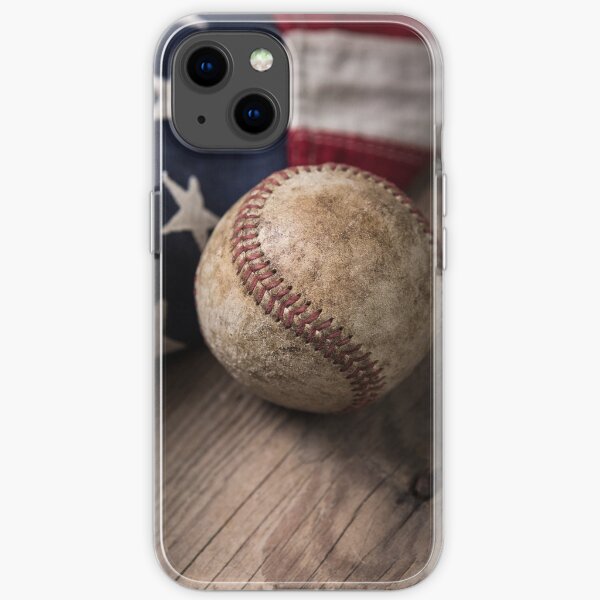 Vintage Baseball on American Flag iPhone Soft Case