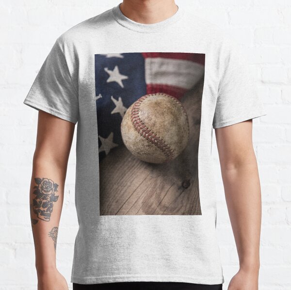 Vintage Baseball on American Flag Classic T-Shirt