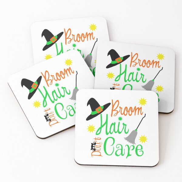 Item preview, Broom Hair Don't Care with Black cat and Witches hat Design designed and sold by CrookedCreek.