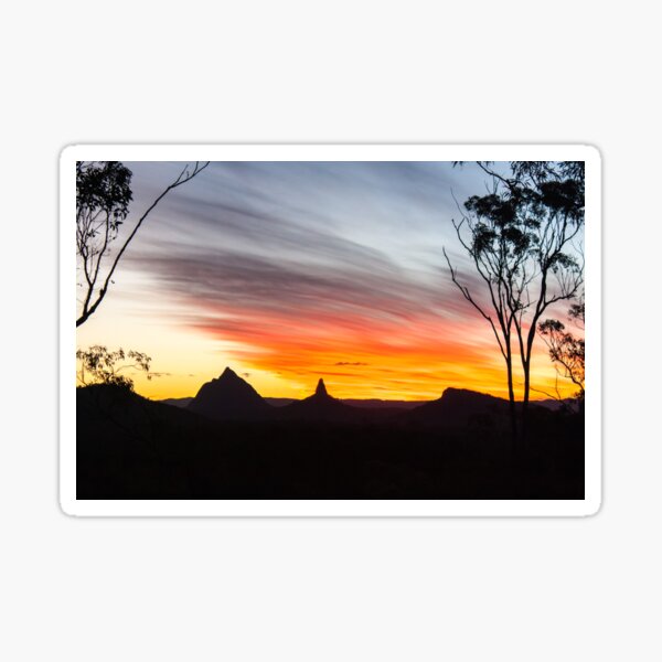 Mountains Sunset Photography (White) Sticker