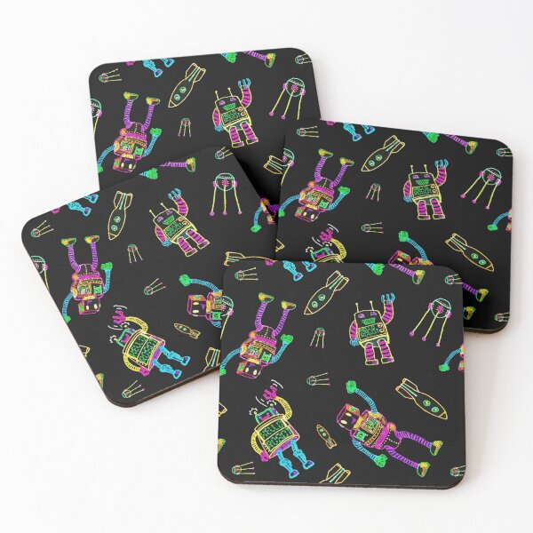 Item preview, Abstract colourful fluorescent robots and rockets. designed and sold by TJ-Allen.