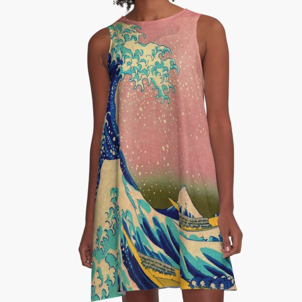 The Great Wave in Pink Japanese Art A-Line Dress
