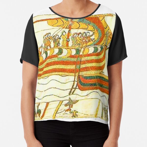 Bayeux Tapestry Viking Longship Normandy Art Chiffon Top