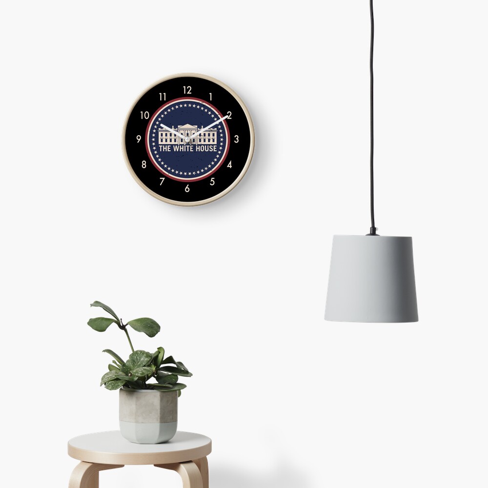 The White House Washington D.C. Vintage Style Logo Clock
