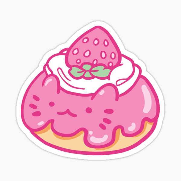 Strawberry Cat Donut Sticker