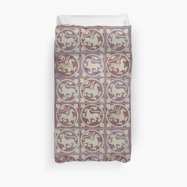 Lion and Griffin tiles Duvet Cover