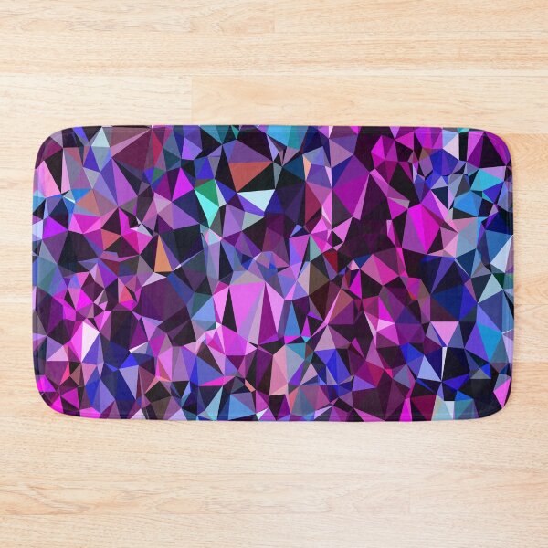 Item preview, geometric triangle polygon pattern abstract in pink blue black designed and sold by Mrvell.