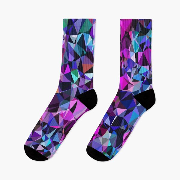 Item preview, geometric triangle polygon pattern abstract in pink blue black designed and sold by Mrvell.