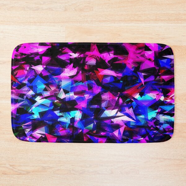Item preview, psychedelic geometric triangle polygon abstract pattern in pink blue black designed and sold by Mrvell.