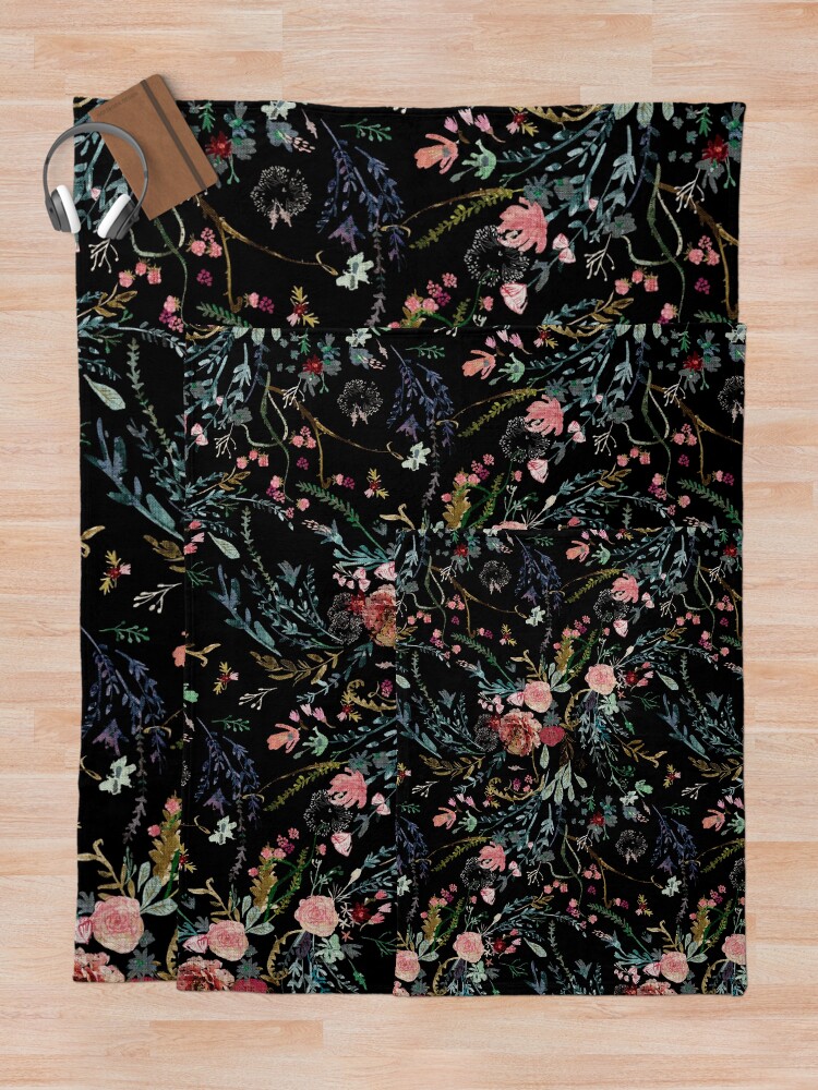 Alternate view of Midnight Floral Throw Blanket