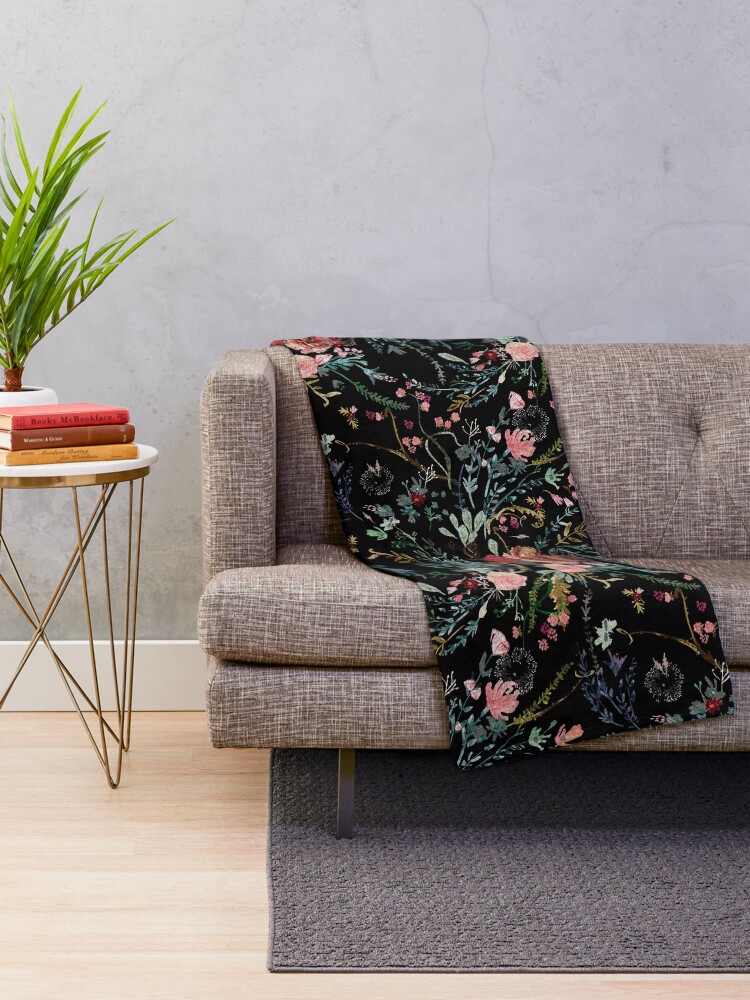 Alternate view of Midnight Floral Throw Blanket
