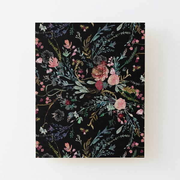 Midnight Floral Wood Mounted Print