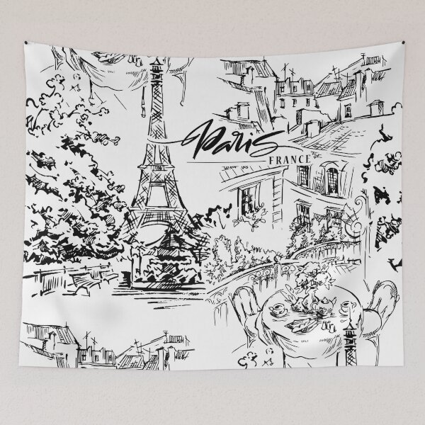 Item preview, Black Toile   Black Toile Print    Paris Toile    Eiffel Tower Toile  designed and sold by monpetitbijou.