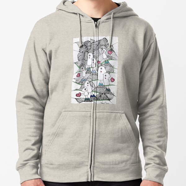 Little hearts Zipped Hoodie