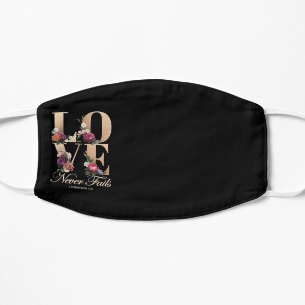 Love Never Fails in Elegant Gold Floral Flat Mask