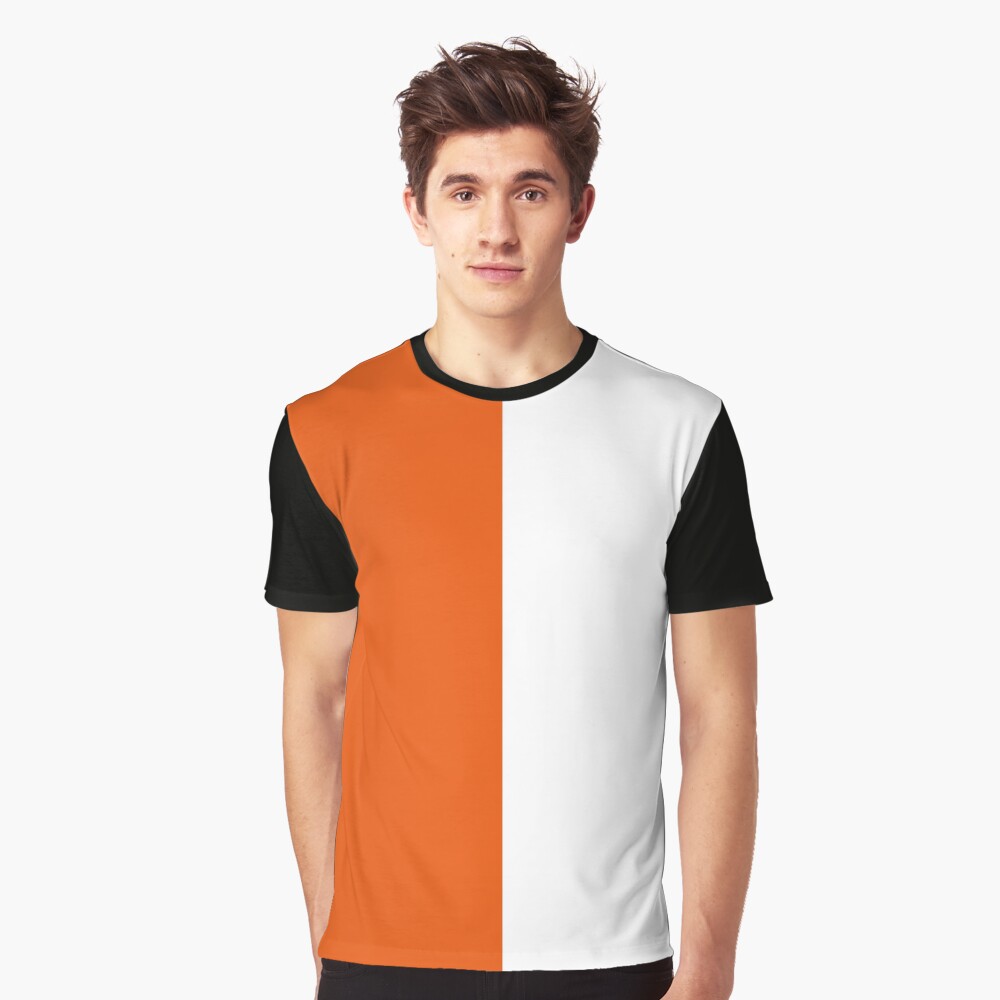 Half orange half white shirt Clearance