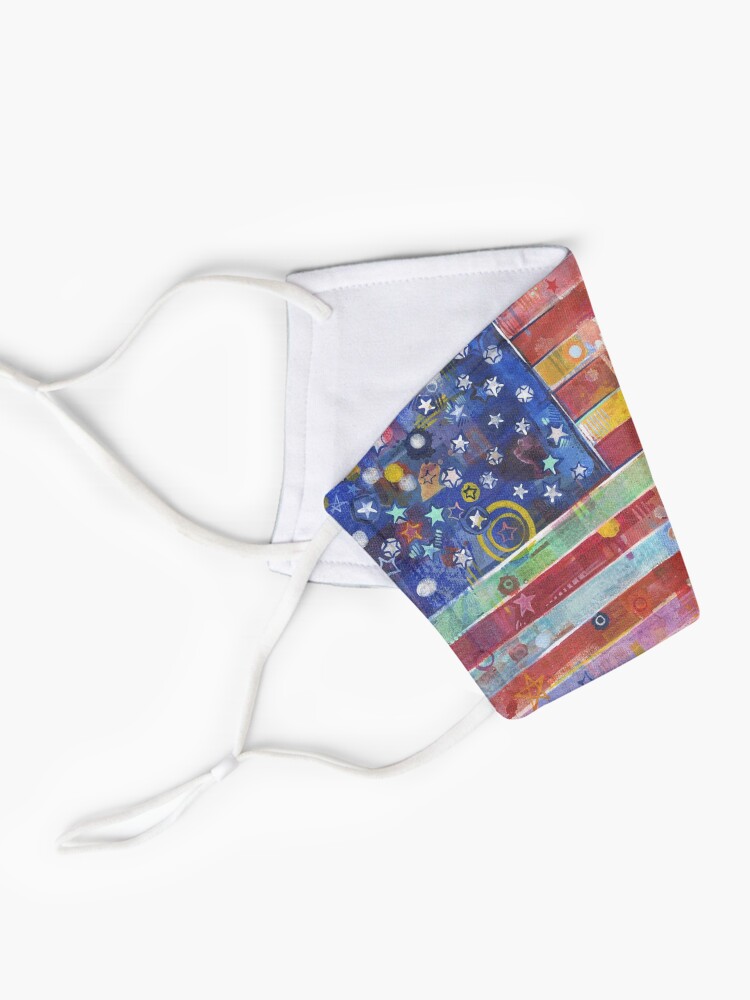 Alternate view of Rainbow American Flag Painting - 2020 Mask