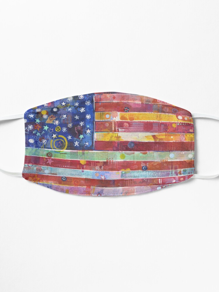 Alternate view of Rainbow American Flag Painting - 2020 Mask