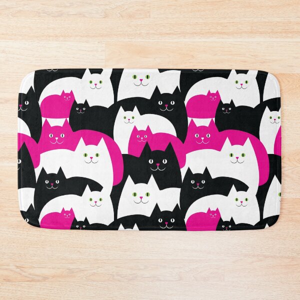 Item preview, Cute Black Pink and White Kitty Cats designed and sold by AntiqueImages.