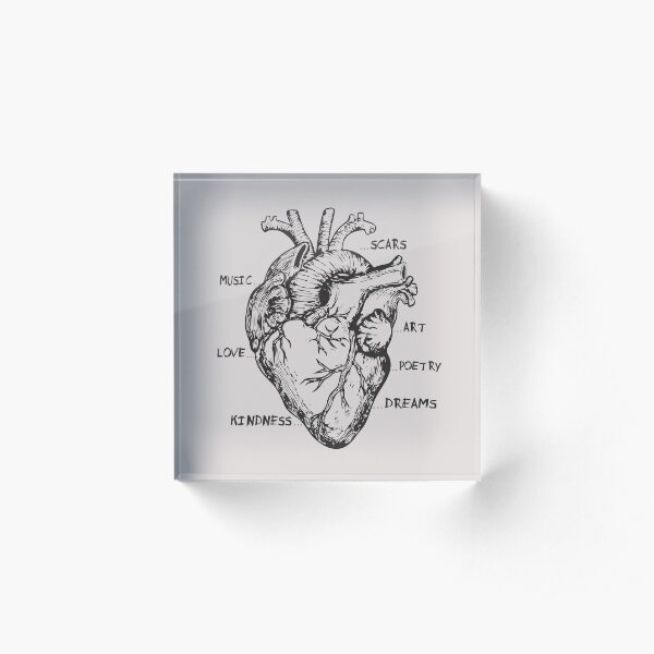Anatomical Heart Artistic Human Heart Doctors Medical Student Gift Acrylic Block