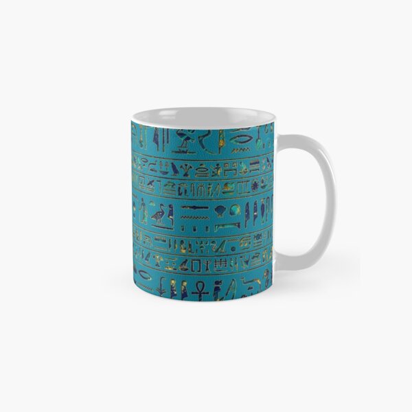 Item preview, Egyptian hieroglyphs on teal leather texture designed and sold by Nartissima.