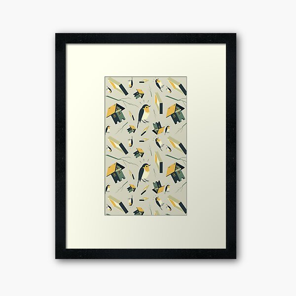 Flying Birdhouse (Pattern) Gerahmter Kunstdruck