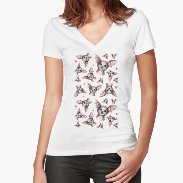 Foxy-Muster Tailliertes T-Shirt mit V-Ausschnitt