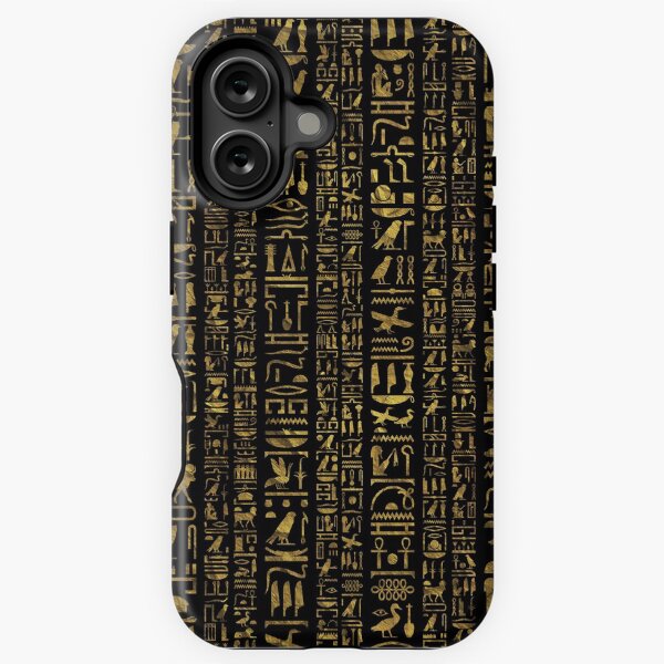 Item preview, Egyptian hieroglyphs vintage gld on black designed and sold by Nartissima.