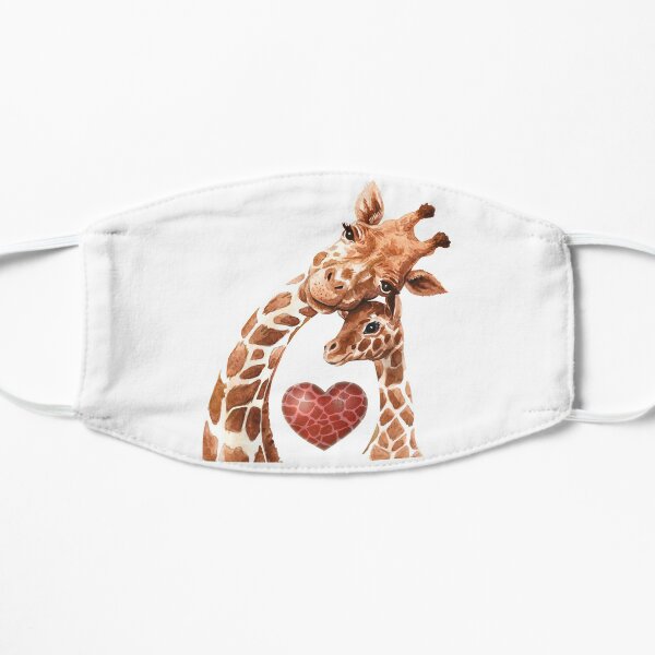 Giraffe Mom Heart Baby Giraffes Lover Flat Mask