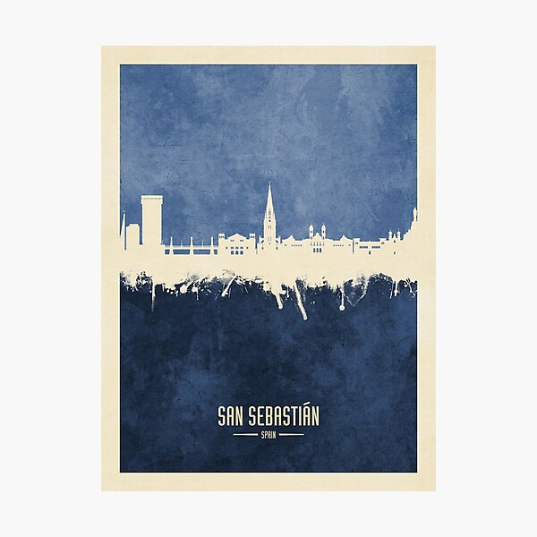 Vista previa del artículo con la obra «San Sebastian Spain Skyline», diseñado y vendido por ArtPrints.