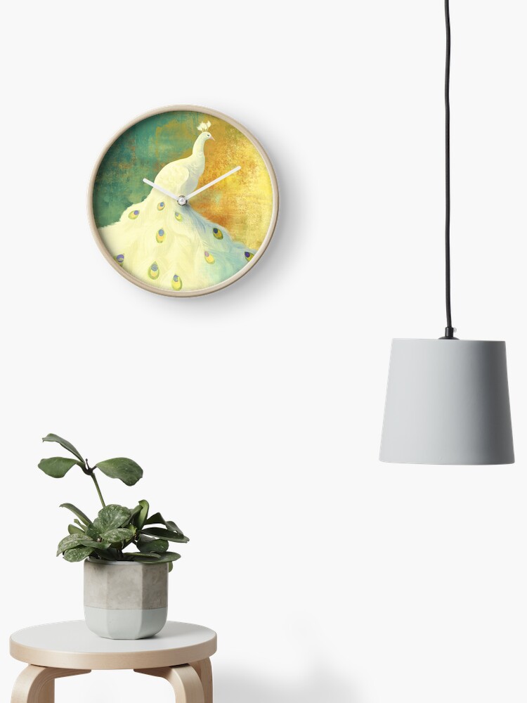 Thumbnail 2 of 4, Clock, White Peacock designed and sold by beesants.