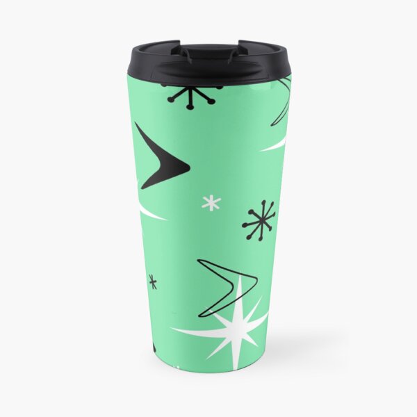 Vintage 1950s Boomerangs and Stars Mint Green Travel Mug